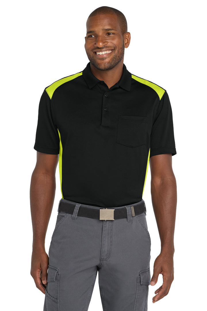 CornerStone Select Snag-Proof Two Way Colorblock Pocket Polo. CS416
