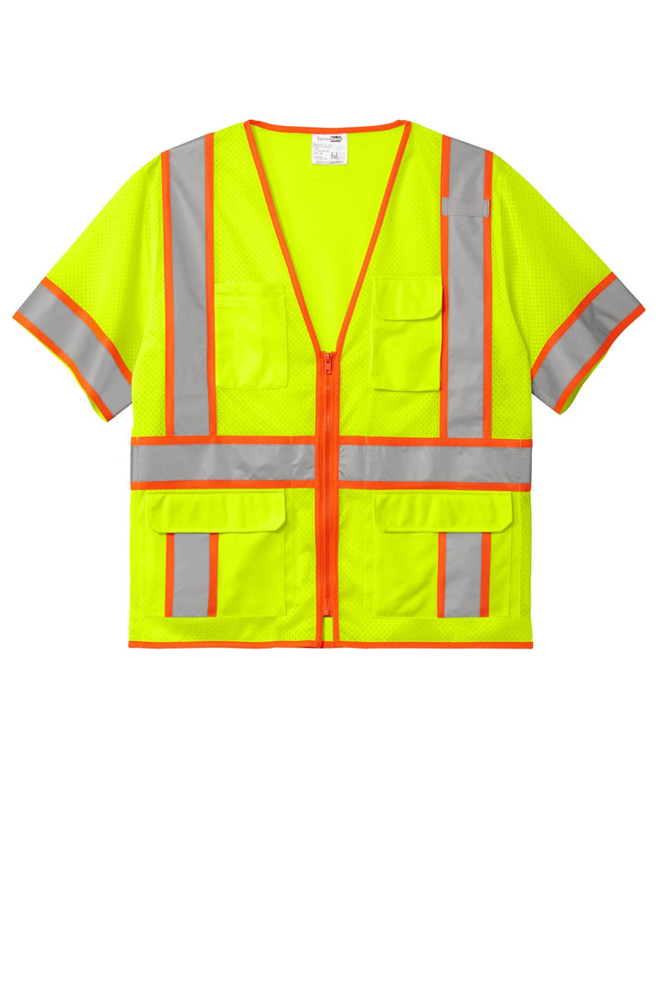 CornerStone  ANSI 107 Class 3 Surveyor Mesh Zippered Two-Tone Short Sleeve Vest. CSV106