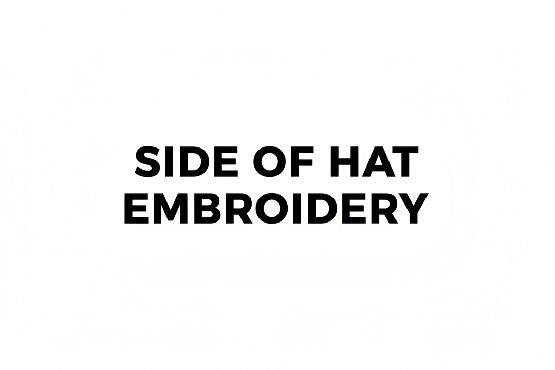 black text on white background "SIDE OF HAT EMBROIDERY"